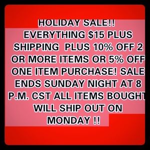 EVERYTHING $15 SALE MOST ITEMS $4.99 Shipping !!